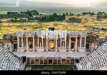 Anfiteatro romano a Ierapoli in Pamukkale, Turchia Foto Stock