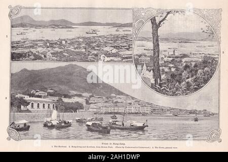 Vintage foto in bianco e nero di Vista in Hong Kong Foto Stock