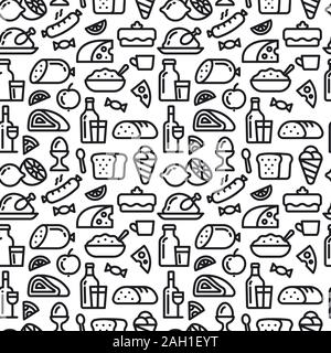 Illustrazione del pasto e cibo pattern senza giunture Illustrazione Vettoriale
