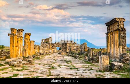 Nord porta bizantina a Ierapoli in Pamukkale, Turchia Foto Stock