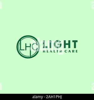 Lettera alfabetica LHC Logo Design Template, Assistenza Sanitaria il concetto di logo, Abjad Logo, acronimo, verde ellisse arrotondati, Logo iniziale, Lettermark Illustrazione Vettoriale