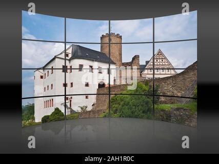 Il castello di Scharfstein si trova a Drebach-Scharfenstein, Erzgebirgskreis, in Sassonia, Germania, Europa Foto Stock