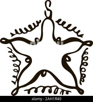 Il vettore isolato disegnare a mano giocattolo di Natale star su sfondo bianco Illustrazione Vettoriale