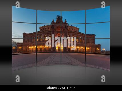 Vista su piazza del teatro per il Semperoper di Dresda, Sassonia, Germania, Europa Foto Stock