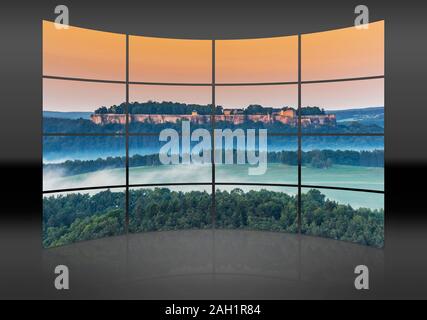 Vista della fortezza di Koenigstein (Festung Koenigstein), Koenigstein, in Sassonia, Germania, Europa Foto Stock