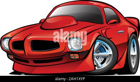 Anni Settanta American Classic Muscle Car Cartoon isolato illustrazione vettoriale Illustrazione Vettoriale