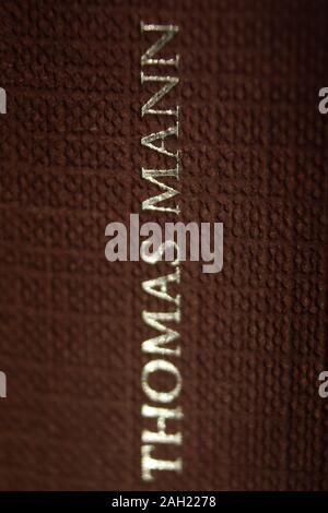 Thomas Mann titolo stampato nel libro della colonna vertebrale, close-up Foto Stock