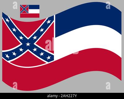 Bandiera vettoriale degli Stati Uniti d'America, Mississippi Illustrazione Vettoriale