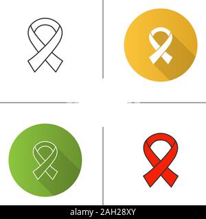 Anti HIV icona nastro. La lotta contro l AIDS. Design piatto, lineare e stili colore. La giornata mondiale contro l AIDS. Isolato illustrazioni vettoriali Illustrazione Vettoriale
