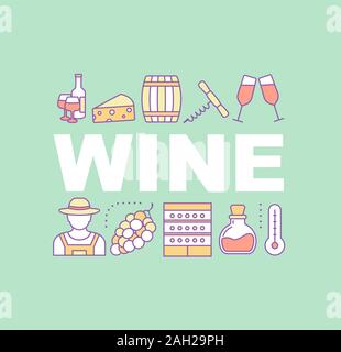Industria Vinicola i concetti di parola banner. Vinificazione. La vinificazione. La produzione di vino. In cantina. Isolato caratteri tipografici idea con icone lineare. Unità organizzativa del vettore Illustrazione Vettoriale