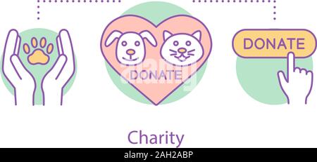 Donazione per animali domestici concetto icona. Benessere degli animali idea sottile linea illustrazione. La carità. Il volontariato. Il vettore isolato disegno di contorno Illustrazione Vettoriale