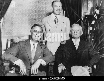 Franklin D. Roosevelt, Harry Woodring, e John Garner in Topeka Kansas, Settembre 1932 Foto Stock