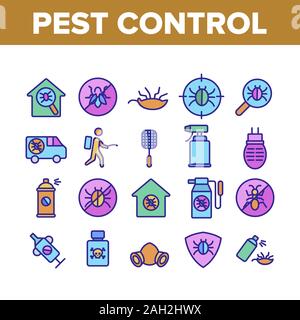 Icone della raccolta servizi di controllo dei parassiti Imposta vettore Illustrazione Vettoriale
