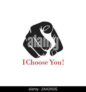 Il dito puntato realistico disegno a mano il vettore di simbolo Illustrazione Vettoriale