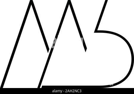 Lettera mb semplice lineare sottile logo symbol vector Illustrazione Vettoriale
