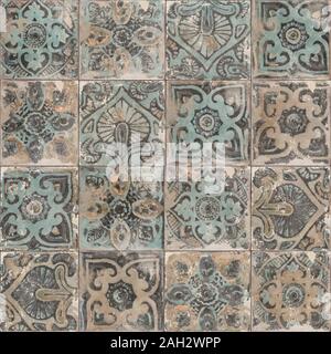 Piastrelle marocchine sfondo. Tradizionale portoghese ornati di decorazione di piastrelle azulejos Foto Stock