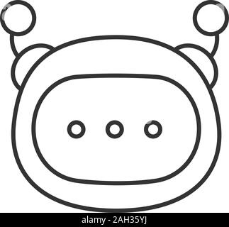 Messaggio Chatbot icona lineare. Linea sottile illustrazione. Chat bot. Artificiale di entità di conversazione. Supporto digitale servizio. Simbolo di contorno. Vector isola Illustrazione Vettoriale