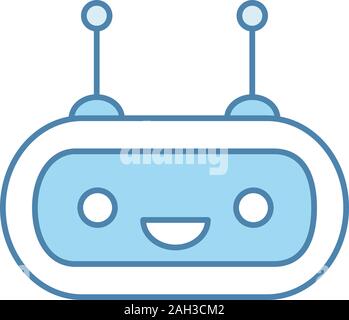 Chatbot icona di colore. Talkbot. Ridendo chat bot. Moderno robot. Assistente virtuale. Agente di conversazione. Isolato illustrazione vettoriale Illustrazione Vettoriale