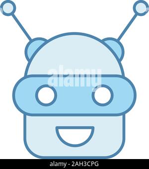 Chatbot icona di colore. Talkbot. Moderno robot. Android ridere chat bot. Assistente virtuale. Agente di conversazione. Isolato illustrazione vettoriale Illustrazione Vettoriale