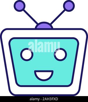 Chatbot icona di colore. Talkbot. Moderno robot. TV ridere chat bot. Assistente virtuale. Agente di conversazione. Isolato illustrazione vettoriale Illustrazione Vettoriale