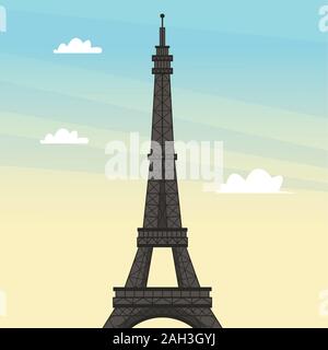 World Travel in scena con la torre eiffel Illustrazione Vettoriale