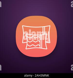 Cuscini Icona app. UI/UX interfaccia utente. Cuscini. Biancheria da letto. Web o applicazione mobile. Vettore illustrazione isolato Illustrazione Vettoriale