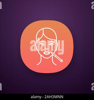 Labbra iniezione di neurotossina icona app. Anti-rughe iniezione. Labbra augmentation. Procedura di personalizzazione. Ringiovanimento del viso. La cosmetologia. UI/UX interf utente Illustrazione Vettoriale