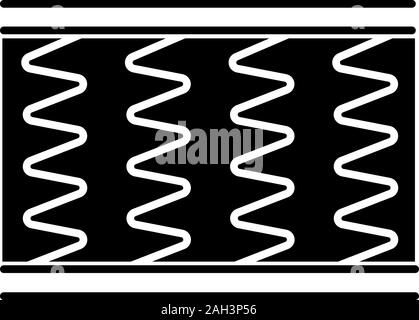 La molla letto materasso glifo icona. Simbolo di Silhouette. Dormendo ortopedici Materasso innerspring tagliati fuori. Biancheria da letto. Lo spazio negativo. Vettore illustra isolate Illustrazione Vettoriale