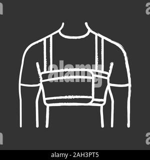 Chirurgico di uomini la nervatura della cinghia icona chalk. Voce maschile post chirurgia legante del torace. Ginecomastia bendaggio. Elastico corsetto sternale. Medico di supporto toracico. Nervature di feriti. Illustrazione Vettoriale