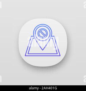 Posizione di protesta icona app. Dimostrazione inizio posto. Politica o movimento sociale pianificazione. Manifestanti punto di raccolta. UI/UX interfaccia. Web o m Illustrazione Vettoriale
