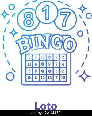 Gioco del Bingo concetto icona. Lotteria lotto idea sottile linea illustrazione. Casino. Il vettore isolato disegno di contorno Illustrazione Vettoriale