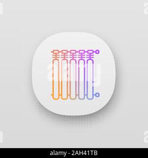 Radiatore Icona app. Batteria di riscaldamento. Riscaldatore. UI/UX interfaccia utente. Web o applicazione mobile. Vettore illustrazione isolato Illustrazione Vettoriale