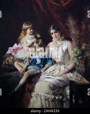 Ritratto di famiglia 1882 del pittore russo Konstantin Makovsky (1839-1915) Foto Stock