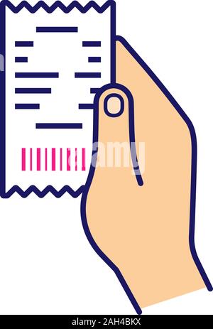 Mano azienda ricevuta a colori con icone. Controllo della carta. Bill. Isolato illustrazione vettoriale Illustrazione Vettoriale