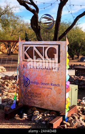 Firmare all'entrata del KNG - K Newbury Gallery di Tubac, Arizona Foto Stock