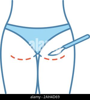 Colore Gluteoplasty icona. Aumento del gluteo e liposuzione. Sollevamento del gluteo chirurgia. Chirurgia plastica. Isolato illustrazione vettoriale Illustrazione Vettoriale