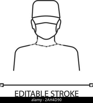 Un chirurgo plastico icona lineare. Medico, il terapista, medico di medicina generale. Linea sottile illustrazione. Operatore sanitario. Dentista. Simbolo di contorno. Il vettore isolato Illustrazione Vettoriale