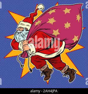 Babbo Natale con un sacco di regali Illustrazione Vettoriale