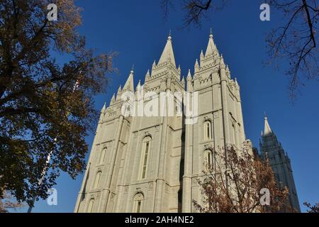 SALT LAKE CITY, UT -9 NOV 2019- Vista del landmark Mormone Salt Lake tabernacolo, la chiesa principale edificio della chiesa di Gesù Cristo di quest'ultimo Foto Stock