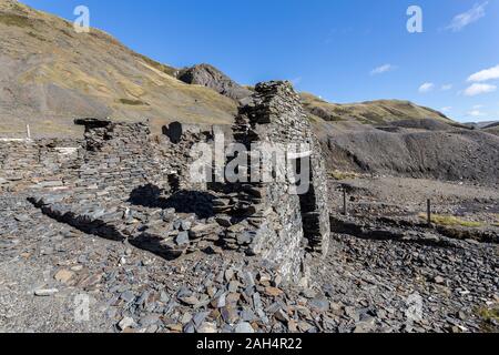 Mining rimane, Cwmystwyth miniera di piombo, Wales, Regno Unito Foto Stock