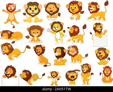 Cartoon lions insieme di raccolta Illustrazione Vettoriale