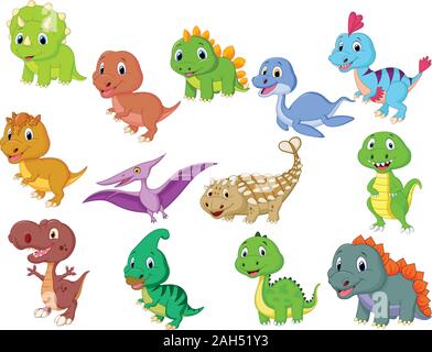 Carino baby dinosauri collection Illustrazione Vettoriale