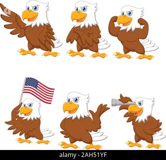 Cartoon aquile insieme di raccolta Illustrazione Vettoriale
