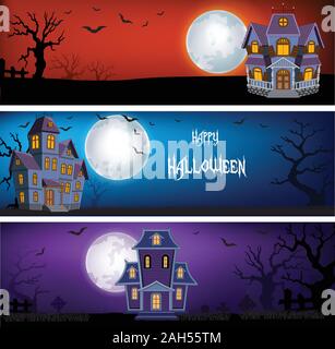 Tre set di banner di Halloween Illustrazione Vettoriale