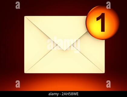 La notifica del messaggio. Il simbolo è un nuovo messaggio. 3D render Foto Stock