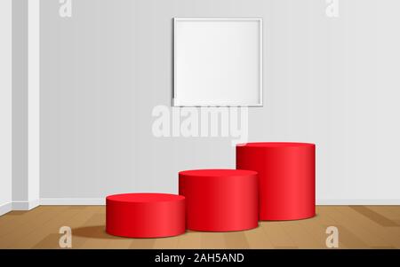 Podio bianco nel bianco studio room Illustrazione Vettoriale