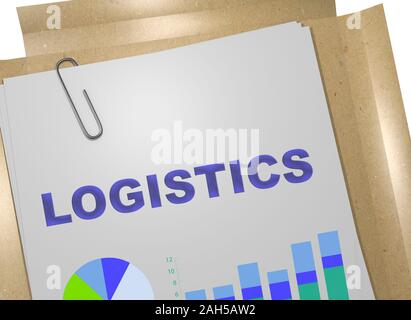 3D illustrazione della logistica titolo sul documento aziendale Foto Stock