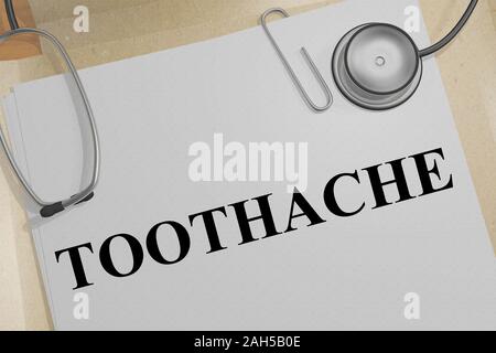 3D illustrazione di mal di denti titolo su un documento medico Foto Stock