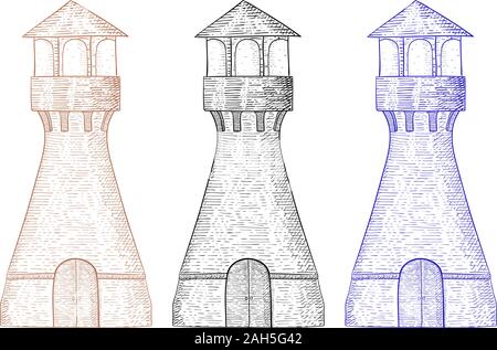 Faro. Mano bozzetto. Illustrazione di vettore isolato su sfondo bianco. Illustrazione Vettoriale