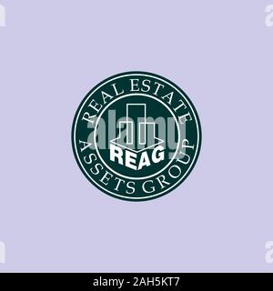 Lettera alfabetica REAG logo design template, Patrimonio immobiliare del gruppo logo emblema Concpet, Logo acronimo Illustrazione Vettoriale